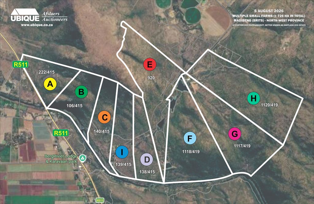 BRITS - NORTH-WEST PROVINCE - 9 X FARM PORTIONS [+/- 726HA IN TOTAL]